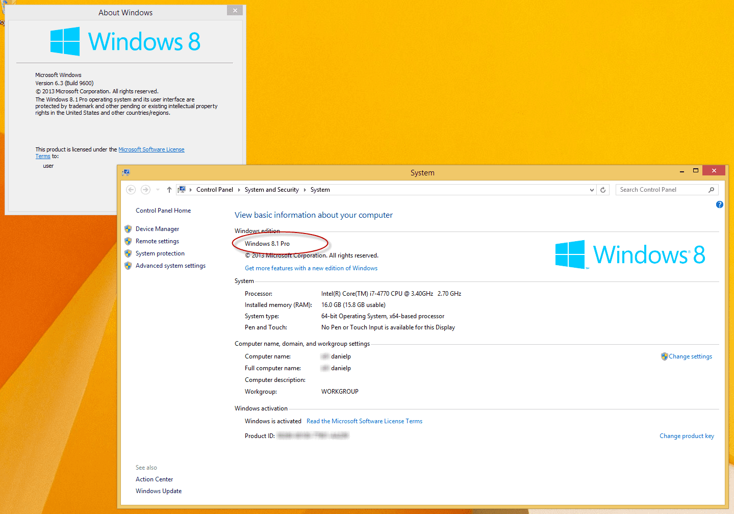 Change Windows 8.1 Version Without Reinstalling: properties
