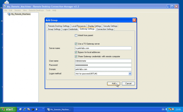 RDCMan: Gateway Settings