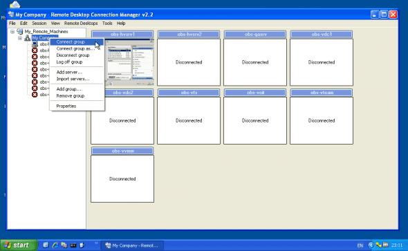 Remote Desktop Connection Manager: Connect group