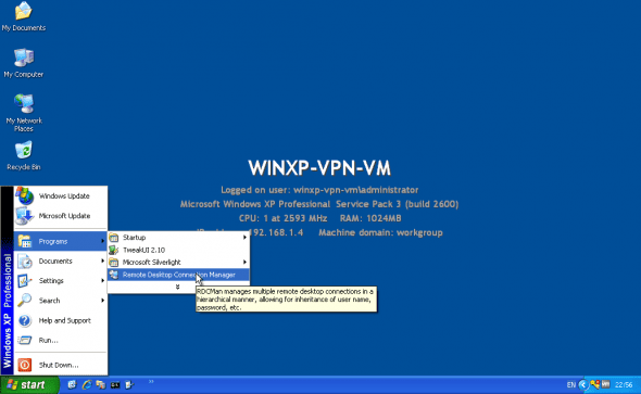 Run Remote Desktop Connection Manager from Start Menu