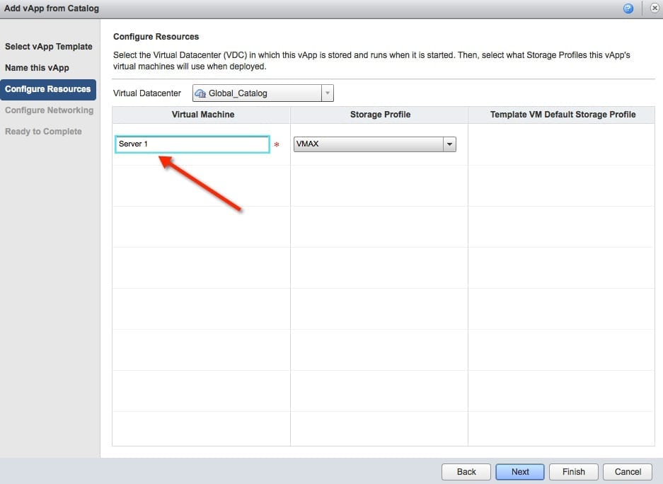 Create a Multi VM vApp in VMware vCloud Director: vApp from catalog