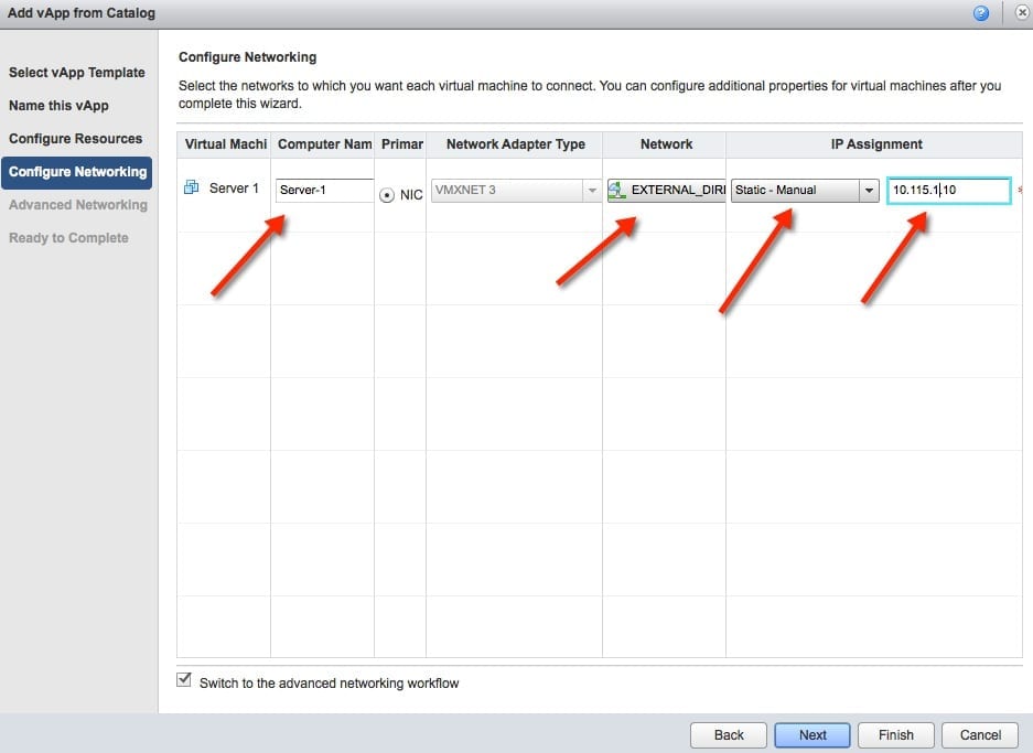 Create a Multi VM vApp in VMware vCloud Director: configure