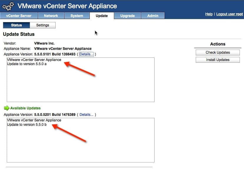 Updating the vCenter Server Appliance (vCSA)