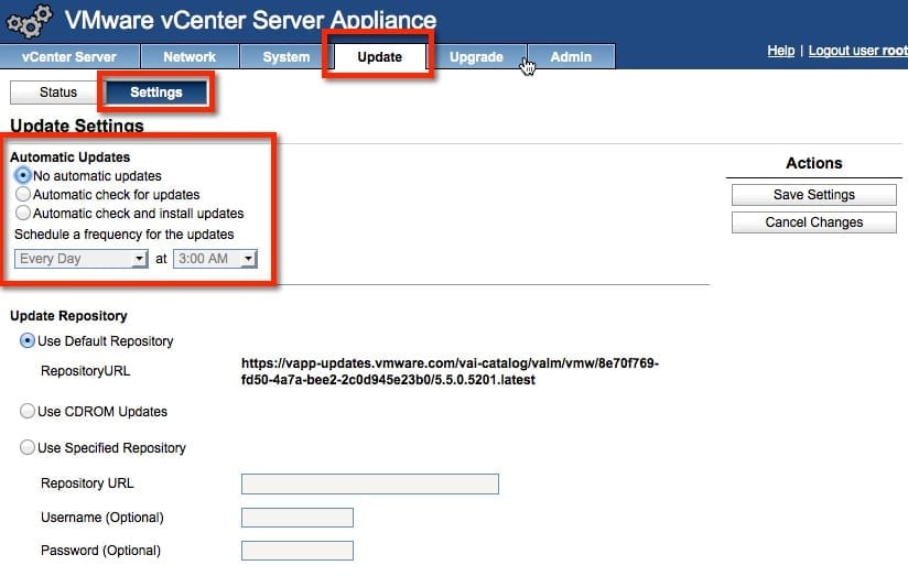 vCenter Server Appliance vCSA updates automatic