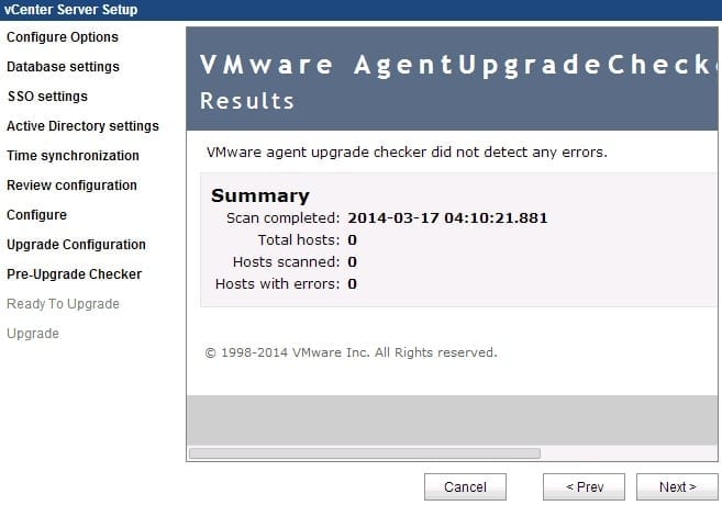 Upgrade vCenter Server Appliance (vCSA) summary