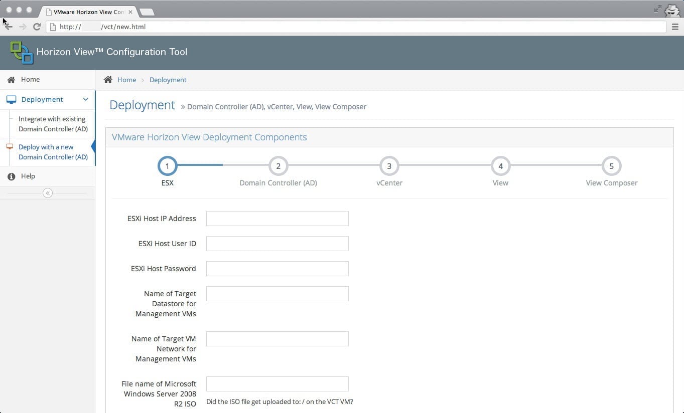 VMware Horizon View Configuration Tool (vCT) wizard