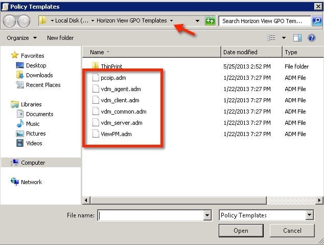 VMware View ADM templates new template VMware View ADM templates new template