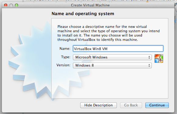 Creating a VM using the OS X version of VirtualBox