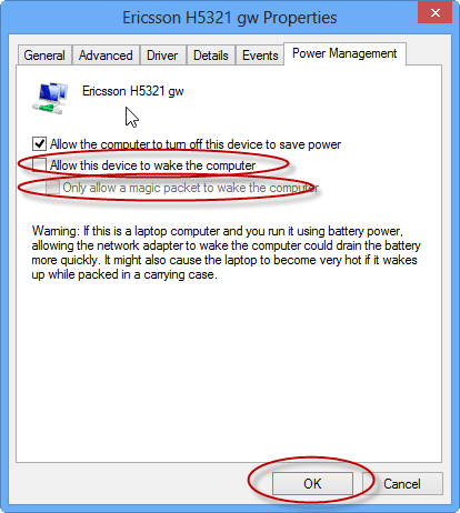 laptop wakes up by itself: power-on setting