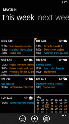 Top Windows Phone 8.1 Features week view