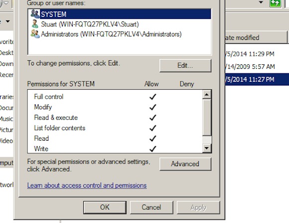 File permissions settings in Windows Server 2008