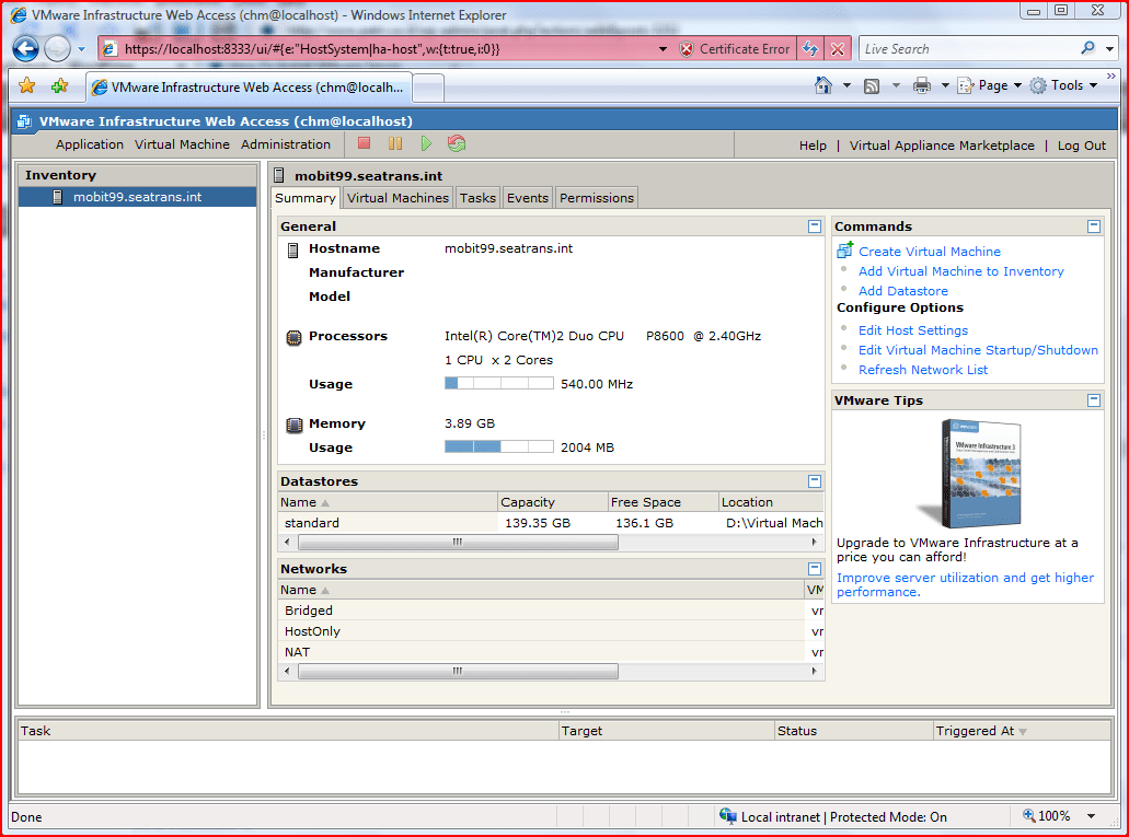 windows7 install vmwareserver 1
