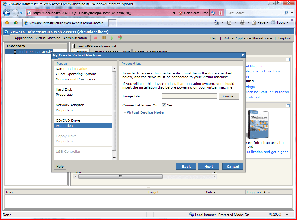 windows7 install vmwareserver 10