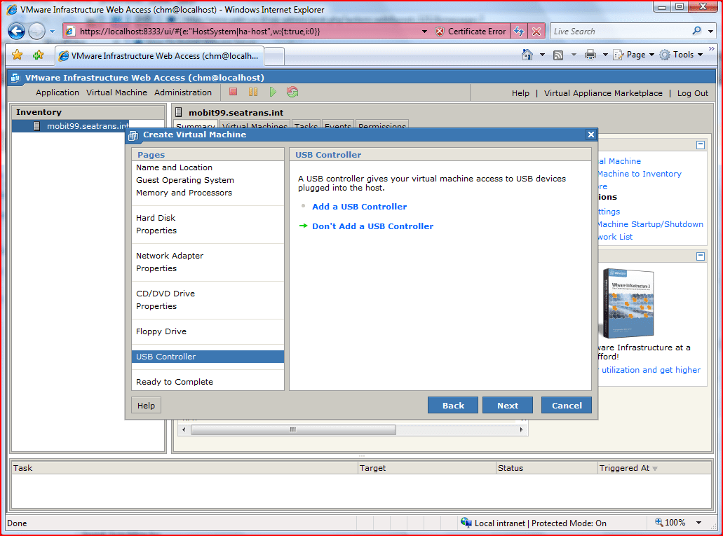 windows7 install vmwareserver 13