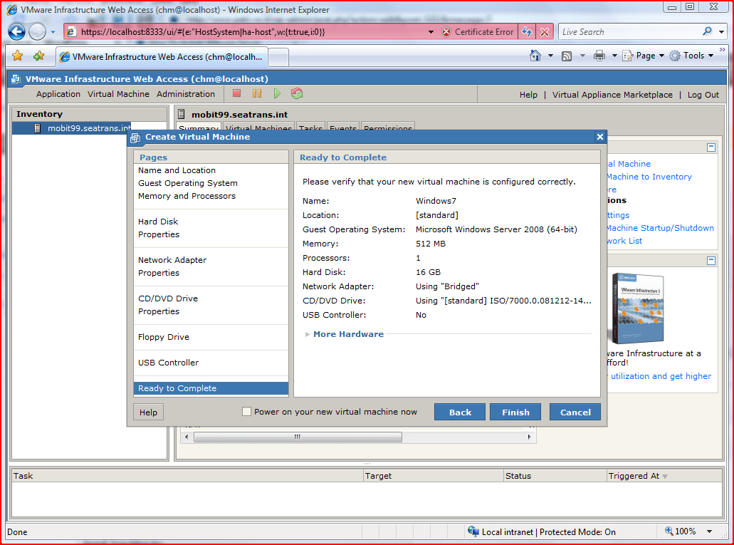 windows7 install vmwareserver 14