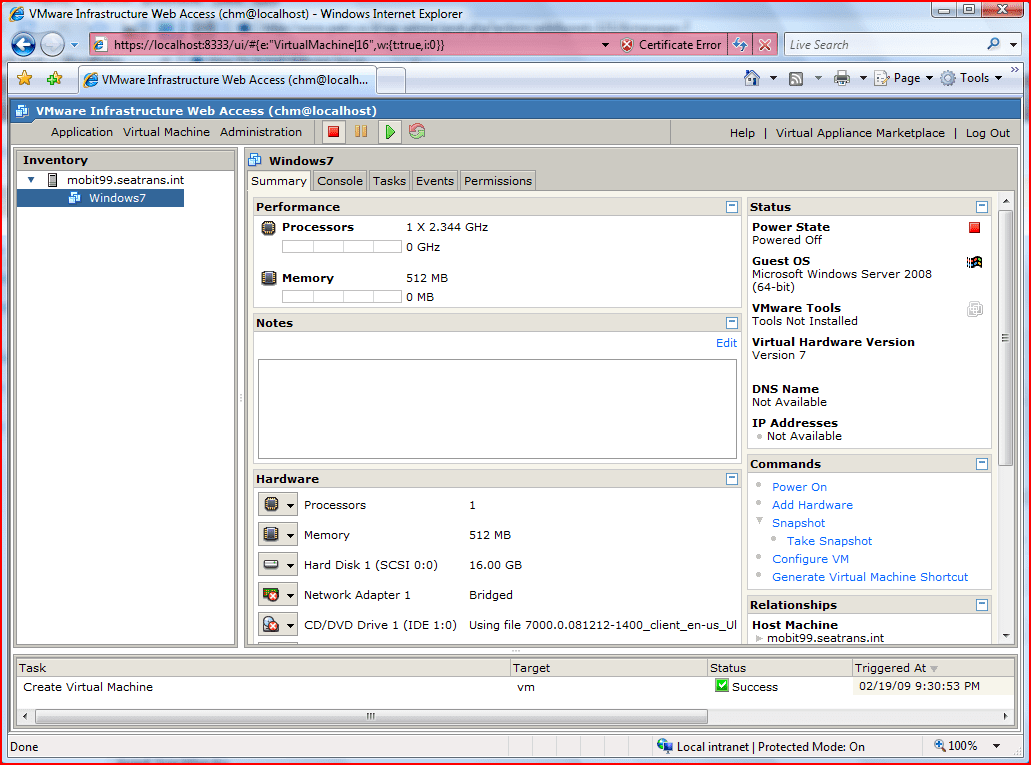 windows7 install vmwareserver 15