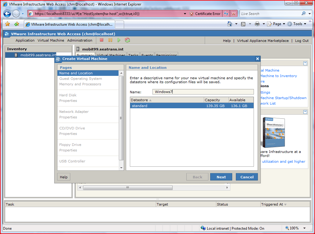 windows7 install vmwareserver 2