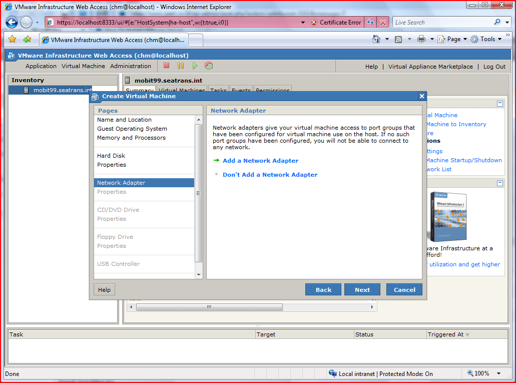 windows7 install vmwareserver 7