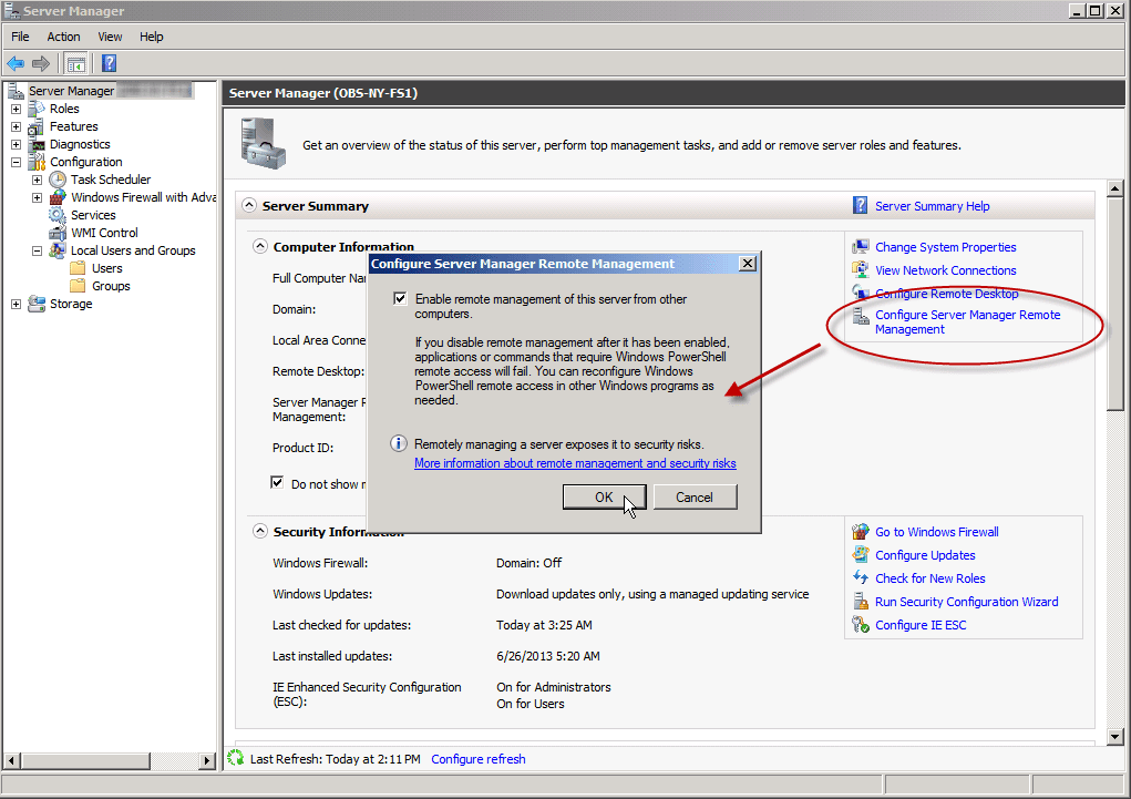 Configure Server Manager Remote Management