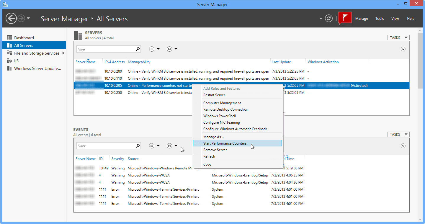 server manager all server view