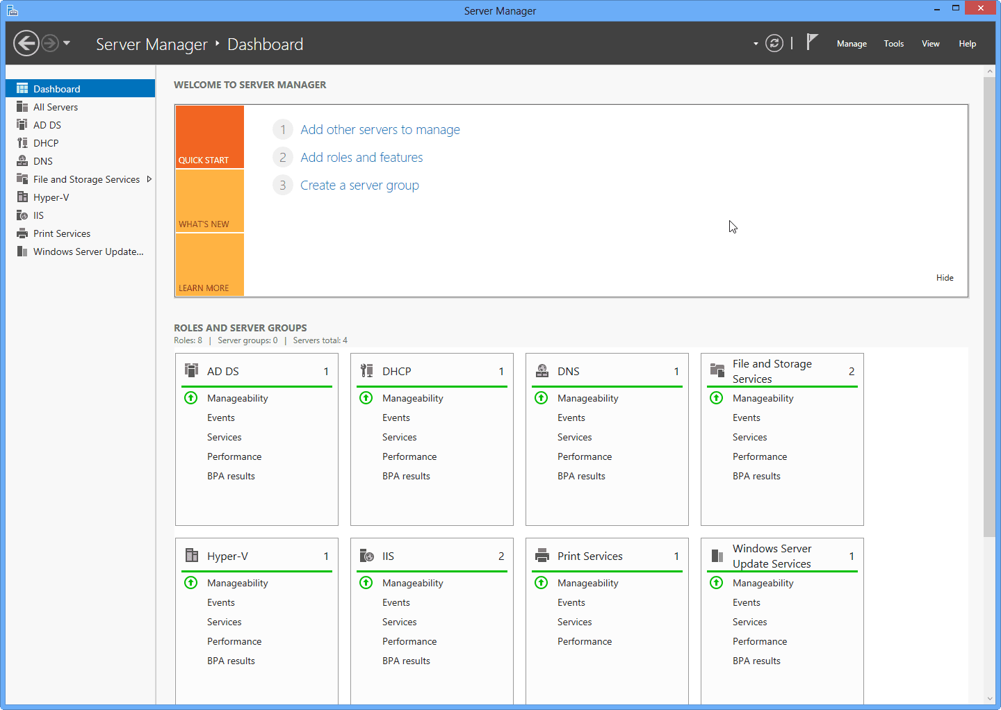 server manager dashboard