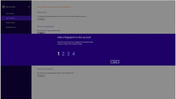 Windows 8.1 security fingerprint